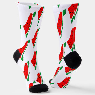 Palestine Map Watermelon Symbol of freedom Socks