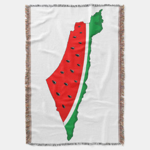 Palestine Map Watermelon Symbol of freedom Throw Blanket