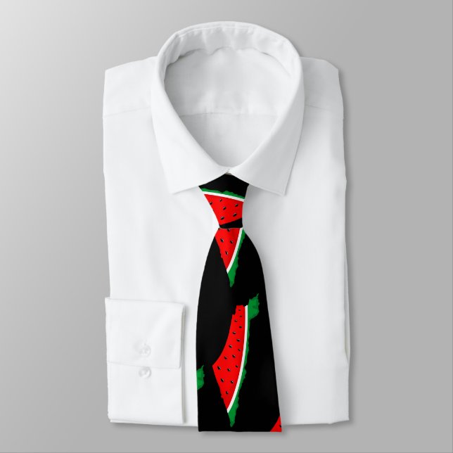 Palestine Map Watermelon Symbol of freedom  Tie (Tied)