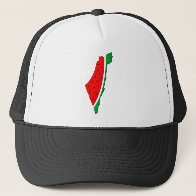 Palestine Map Watermelon Symbol of freedom Trucker Hat (Front)