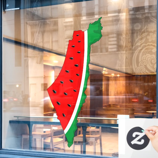 Palestine Map Watermelon Symbol of freedom Window Cling (Cafe Window)