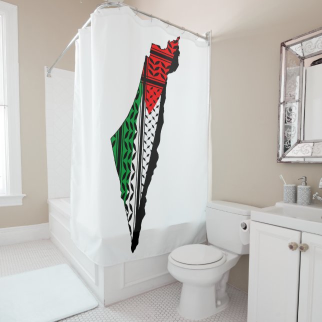 Palestine Map whith Flag and Keffiyeg Pattern (In Situ)