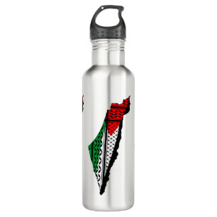 Palestine Map whith Flag and Keffiyeg Pattern 710 Ml Water Bottle