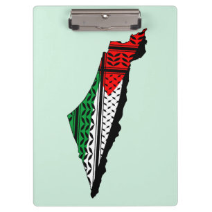 Palestine Map whith Flag and Keffiyeg Pattern Clipboard