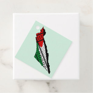 Palestine Map whith Flag and Keffiyeg Pattern Favour Tags