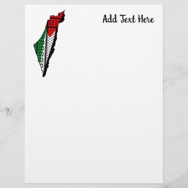 Palestine Map whith Flag and Keffiyeg Pattern Letterhead (Front)