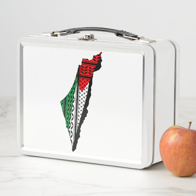 Palestine Map whith Flag and Keffiyeg Pattern Metal Lunch Box (In Situ)