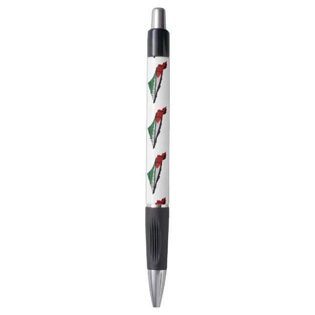 Palestine Map whith Flag and Keffiyeg Pattern Pen (Front Vertical)