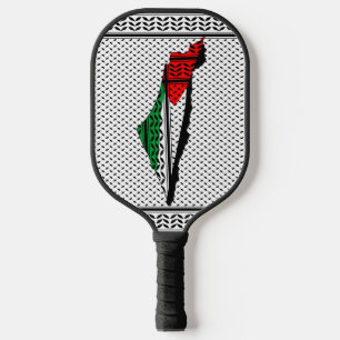 Palestine Map whith Flag and Keffiyeg Pattern Pickleball Paddle