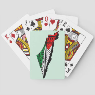Palestine Map whith Flag and Keffiyeg Pattern Playing Cards
