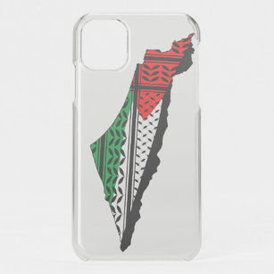 Palestine Map whith Flag and Keffiyeg Pattern iPhone 11 Case