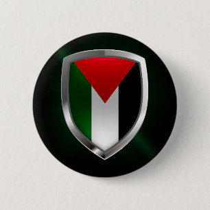 Palestine Metallic Emblem 2 Inch Round Button