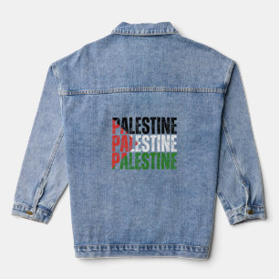 Palestine Name with Palestinian Flag  Denim Jacket