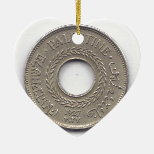 Palestine National Pride Coin Collection Ceramic Ornament (Front)
