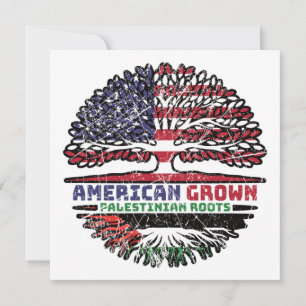 Palestine Palestinian American USA Tree Roots Flag Card