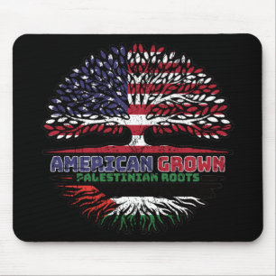Palestine Palestinian American USA Tree Roots Flag Mouse Pad