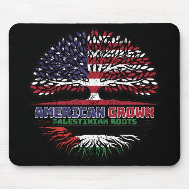 Palestine Palestinian American USA Tree Roots Flag Mouse Pad (Front)