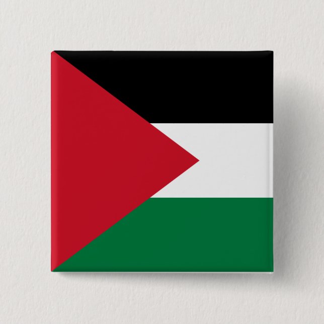 Palestine (Palestinian) Flag 2 Inch Square Button (Front)