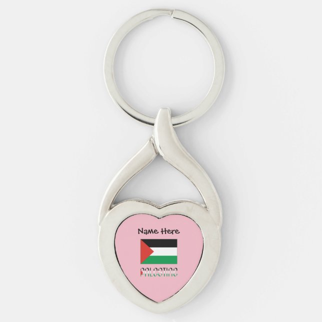 Palestine Palestinian Flag Black Personalization  Keychain (Front)