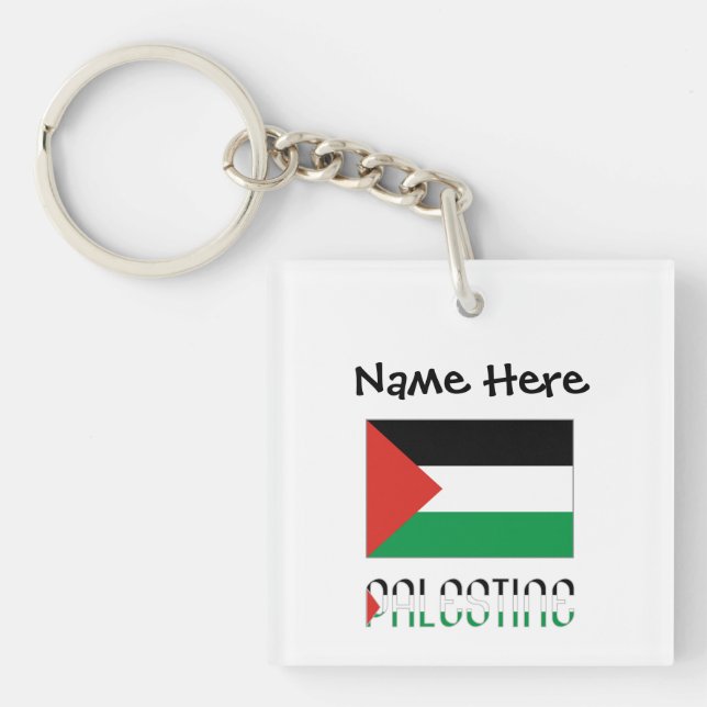 Palestine Palestinian Flag Black Personalization  Keychain (Front)