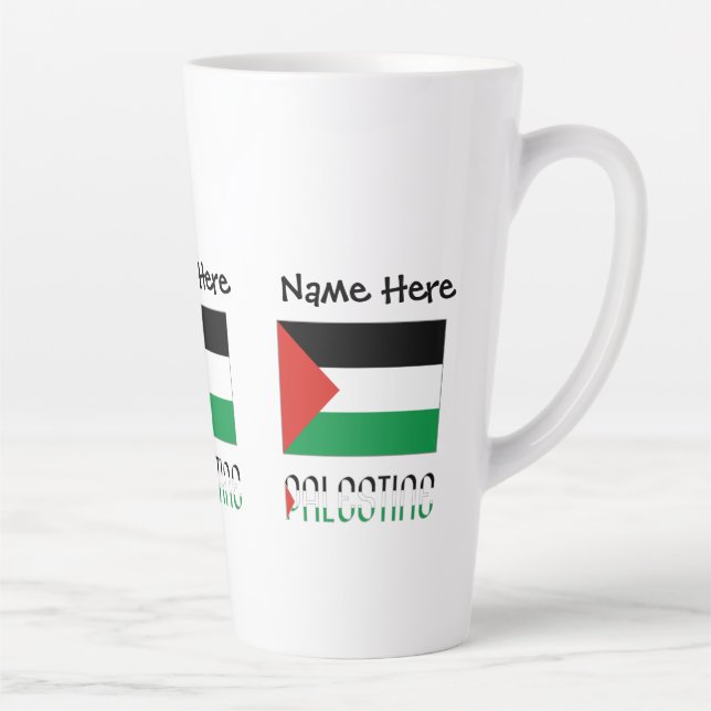 Palestine Palestinian Flag Black Personalization  Latte Mug (Right)