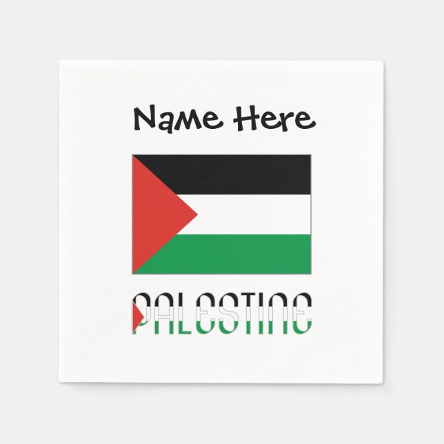 Palestine Palestinian Flag Black Personalization  Napkin (Front)