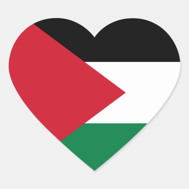 Palestine (Palestinian) Flag Heart Sticker (Front)