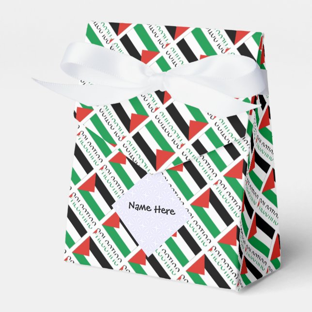 Palestine Palestinian Flag Tiled Personalized Name Favor Box (Front Side)