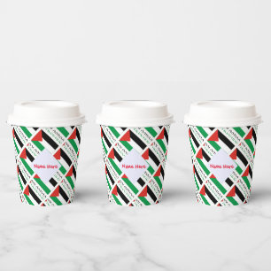 Palestine Palestinian Flag Tiled Red Personalized  Paper Cups