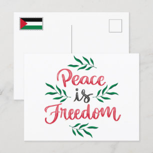 Palestine PEACE IS FREEDOM Holiday Postcard