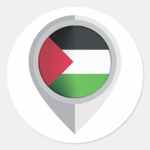 Palestine   Pin Location Flag Classic Round Sticker