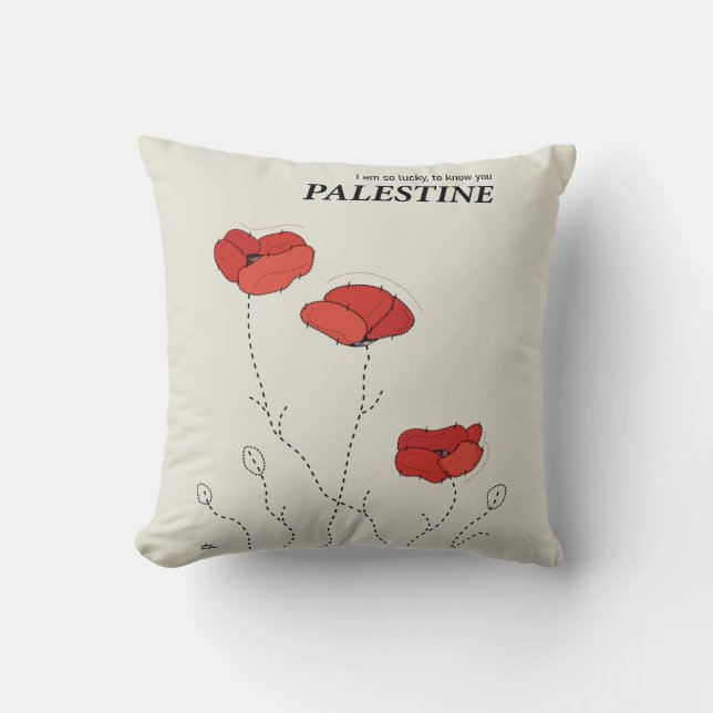 Palestine poppies modern minimalistic design throw pillow (Front)