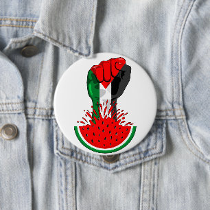 Palestine resistance fist on Watermelon 4 Inch Round Button