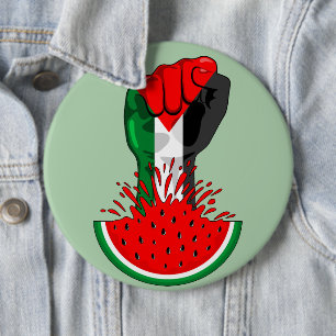 Palestine resistance fist on Watermelon 6 Inch Round Button