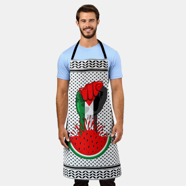 Palestine resistance fist on Watermelon Apron (Worn)