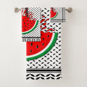 Palestine resistance fist on Watermelon Bath Towel Set
