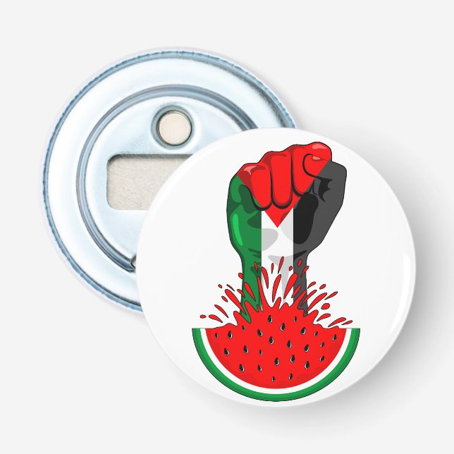 Palestine resistance fist on Watermelon Bottle Opener (Front)