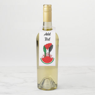 Palestine resistance fist on Watermelon Bottle Tag