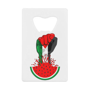 Palestine resistance fist on Watermelon Credit Card Bottle Opener