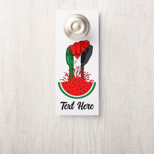 Palestine resistance fist on Watermelon Door Hanger (On Knob)