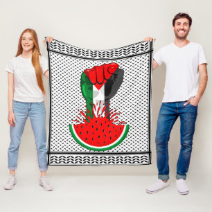 Palestine resistance fist on Watermelon Fleece Blanket
