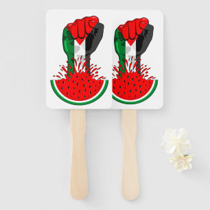 Palestine resistance fist on Watermelon Hand Fan