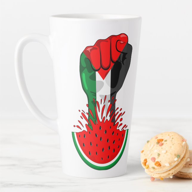 Palestine resistance fist on Watermelon Latte Mug (In Situ)