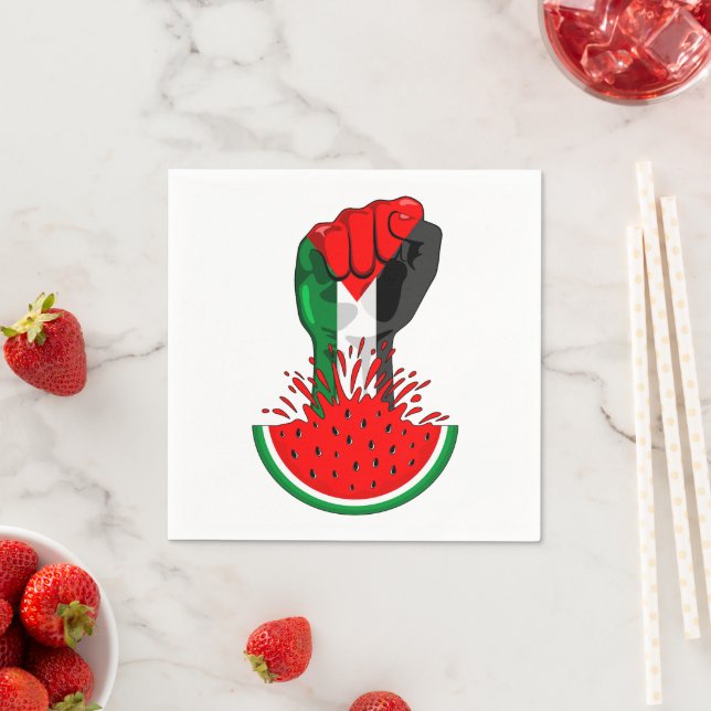 Palestine resistance fist on Watermelon Napkin (Insitu)