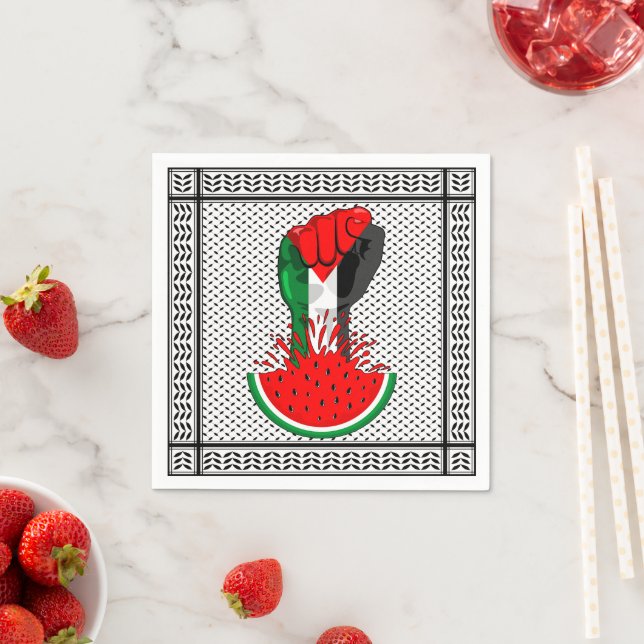 Palestine resistance fist on Watermelon Napkin (Insitu)
