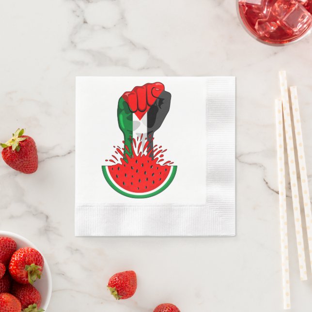 Palestine resistance fist on Watermelon Napkin (Insitu)