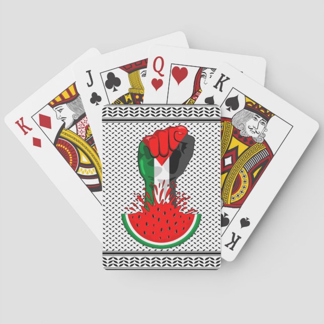 Palestine resistance fist on Watermelon Playing Cards (Back)