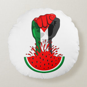 Palestine resistance fist on Watermelon Round Pillow