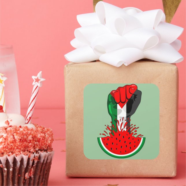 Palestine resistance fist on Watermelon Square Sticker (Party)