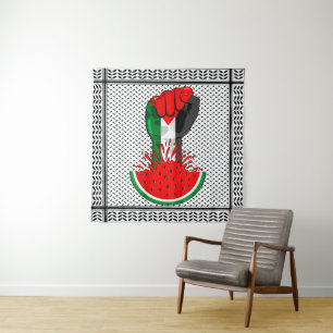 Palestine resistance fist on Watermelon Tapestry